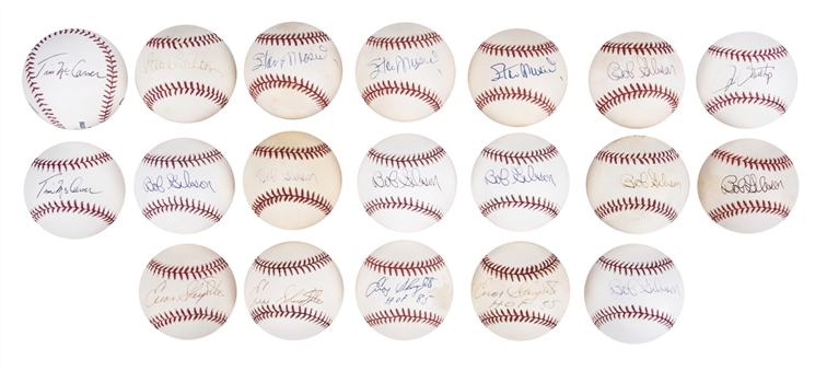 Lot of (19) St. Louis Cardinals Stars and Hall of Famers Signed Baseballs Including Bob Gibson (8), Stan Musial (3) and Enos Slaughter (4) (JSA Auction LOA)